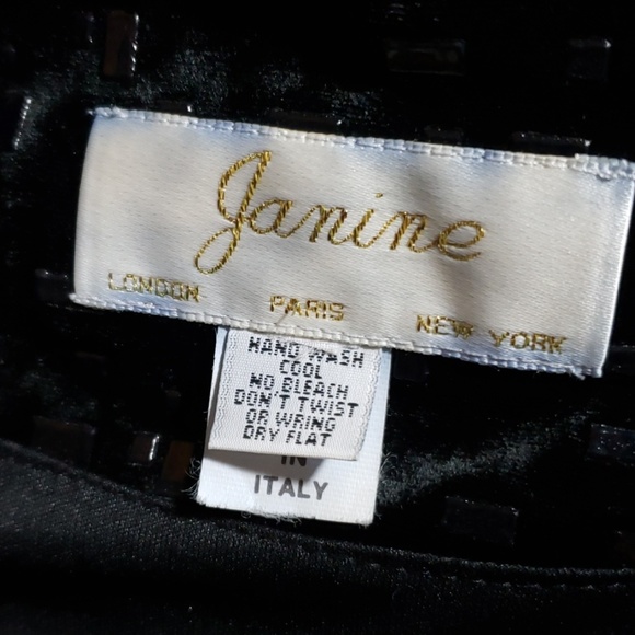 Black Beaded Velvet Leather Dress with Jacket 80s Vintage Italian Couture - Picture 12 of 15